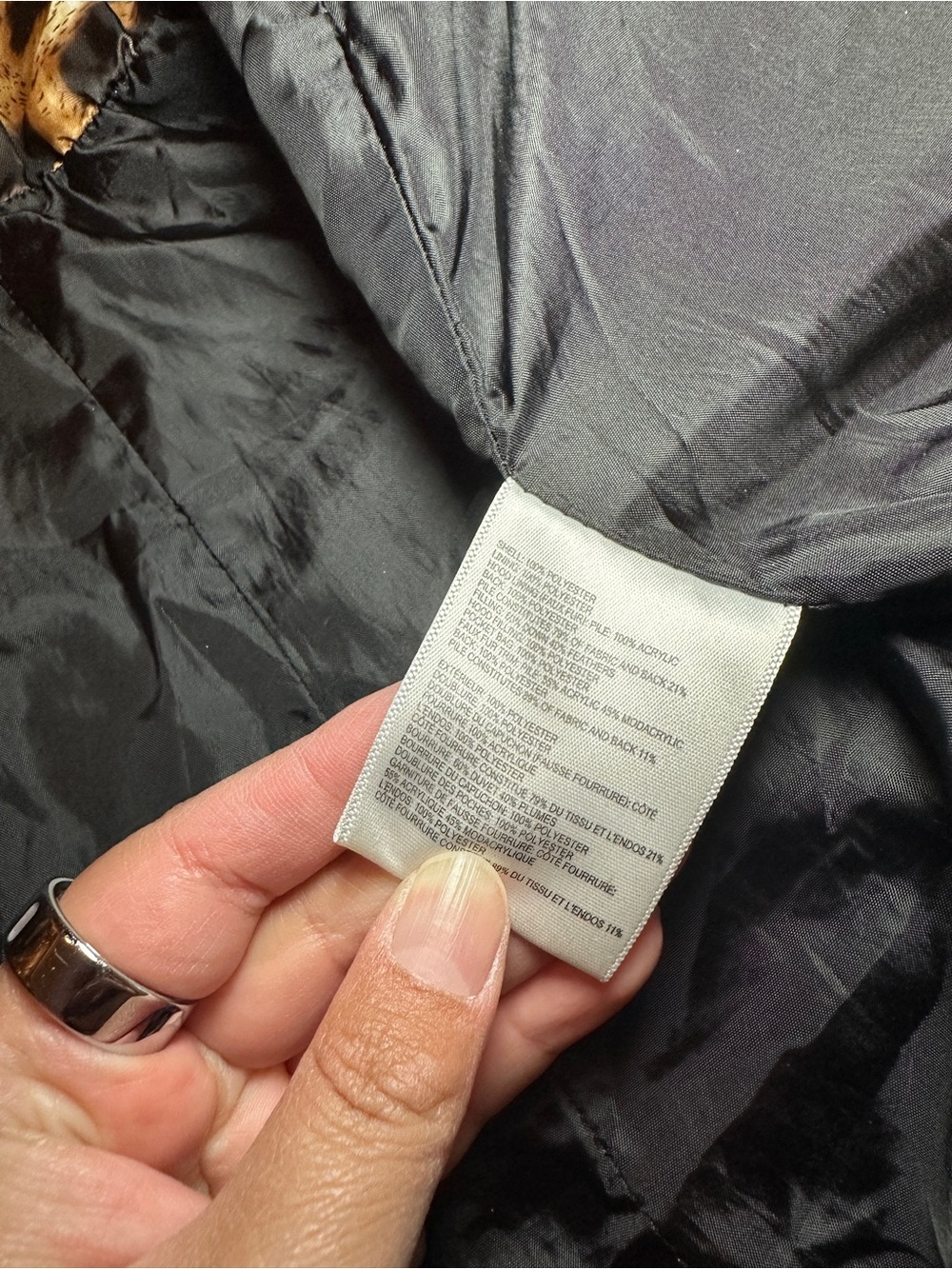 Laundry By Shelli Segal Shiny Black Quilted Puffer with Faux Fur Trim - Picture 9 of 9
